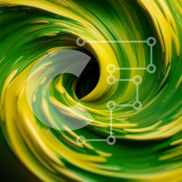 Intra Συλλεκτικό Ξύλινο Παζλ Plywood  4mm - Puzzle με Θέμα Abstract Art: Swirling Vortex of Green and Yellow Paint Σε Ξύλινο Κουτί - Διαστάσεις Puzzle: 10x10 cm – 25 κομμάτια