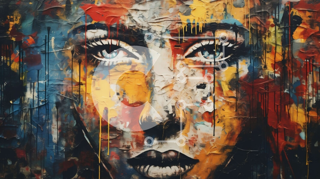 Intra Συλλεκτικό Ξύλινο Παζλ Plywood  4mm - Πολύχρωμη αφηρημένη ζωγραφική του προσώπου της γυναίκας Σε Ξύλινο Κουτί - Διαστάσεις Puzzle: 10x10 cm – 25 κομμάτια