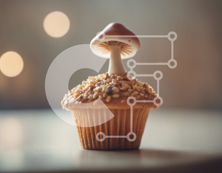 Σετ των 2 Intra Συλλεκτικό Ξύλινο Παζλ Plywood  4mm - Cupcake σε σχήμα μανιταριού με φώτα και σκιές Σε Ξύλινο Κουτί - Διαστάσεις: 10x10 cm – 25 κομμάτια