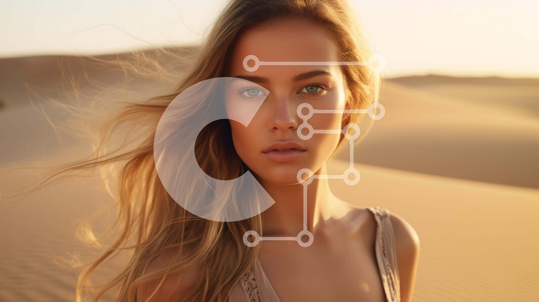 Intra Συλλεκτικό Ξύλινο Παζλ Plywood  4mm - Ξανθή γυναίκα που στέκεται στην έρημο με τους αμμόλοφους Σε Ξύλινο Κουτί - Διαστάσεις: 10x10 cm – 25 κομμάτια