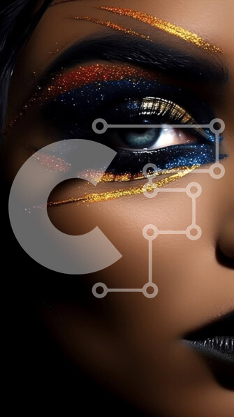 Intra Συλλεκτικό Ξύλινο Παζλ Plywood  4mm - Υπέροχη γυναίκα με σκούρο δέρμα και μακριά μαύρα μαλλιά και χρυσή σκιά ματιών Σε Ξύλινο Κουτί - Διαστάσεις Puzzle: 10x10 cm – 25 κομμάτια