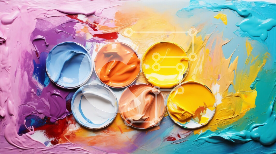 Intra Συλλεκτικό Ξύλινο Παζλ Plywood  4mm - Πολύχρωμα δοχεία μπογιάς σε ζωντανό φόντο Σε Ξύλινο Κουτί - Διαστάσεις Puzzle: 10x10 cm – 25 κομμάτια