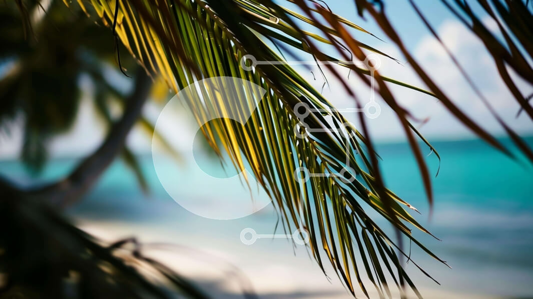 Intra Συλλεκτικό Ξύλινο Παζλ Plywood  4mm - Φοίνικας σε μια παραλία με θέα στον ωκεανό Σε Ξύλινο Κουτί - Διαστάσεις: 10x10 cm – 25 κομμάτια