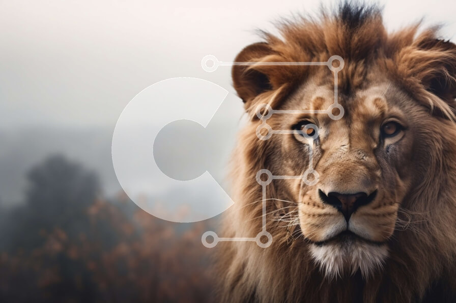 Σετ των 2 Intra Συλλεκτικό Ξύλινο Παζλ Plywood  4mm - Majestic Lion που στέκεται σε εξωτερικούς χώρους Σε Ξύλινο Κουτί - Διαστάσεις: 10x10 cm – 25 κομμάτια