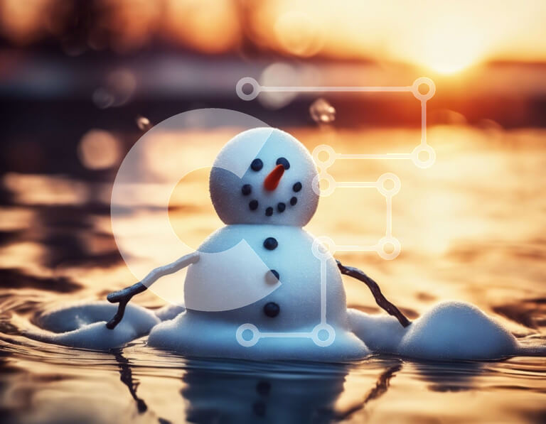 Intra Συλλεκτικό Ξύλινο Παζλ Plywood  4mm - Χιονάνθρωπος που κάθεται στο νερό για χειμερινή διακόσμηση Σε Ξύλινο Κουτί - Διαστάσεις Puzzle: 10x10 cm – 25 κομμάτια