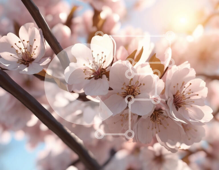 Intra Συλλεκτικό Ξύλινο Παζλ Plywood  4mm - Ανθισμένα άνθη κερασιάς την άνοιξη με έντονο φως του ήλιου Σε Ξύλινο Κουτί - Διαστάσεις: 10x10 cm – 25 κομμάτια