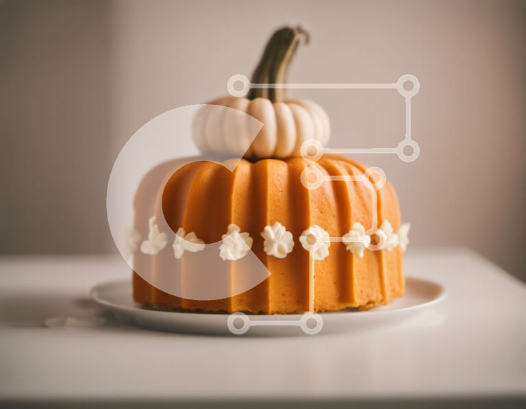 Σετ των 2 Intra Συλλεκτικό Ξύλινο Παζλ Plywood  4mm - Κέικ σε σχήμα κολοκύθας με γλάσο και πάγωμα σε λευκό πιάτο Σε Ξύλινο Κουτί - Διαστάσεις: 10x10 cm – 25 κομμάτια