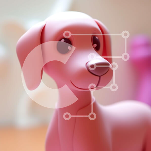 Intra Συλλεκτικό Ξύλινο Παζλ Plywood  4mm - Ροζ παιχνίδι σκυλιών που κάθεται στο τραπέζι Σε Ξύλινο Κουτί - Διαστάσεις: 10x10 cm – 25 κομμάτια