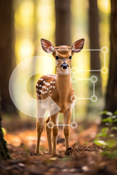 Σετ των 2 Intra Συλλεκτικό Ξύλινο Παζλ Plywood  4mm - Όμορφη εικόνα ενός νεαρού ελαφιού στο δάσος Σε Ξύλινο Κουτί - Διαστάσεις: 10x10 cm – 25 κομμάτια