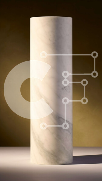 Intra Συλλεκτικό Ξύλινο Παζλ Plywood  4mm - Κομψή εικόνα λευκής μαρμάρινης στήλης σε ζεστό μπεζ φόντο Σε Ξύλινο Κουτί - Διαστάσεις Puzzle: 10x10 cm – 25 κομμάτια