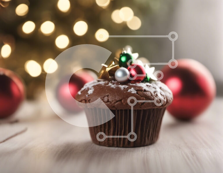 Σετ των 2 Intra Συλλεκτικό Ξύλινο Παζλ Plywood  4mm - Λαχταριστό Cupcake σοκολάτας με κόκκινα και πράσινα πασπαλίσματα Σε Ξύλινο Κουτί - Διαστάσεις: 10x10 cm – 25 κομμάτια