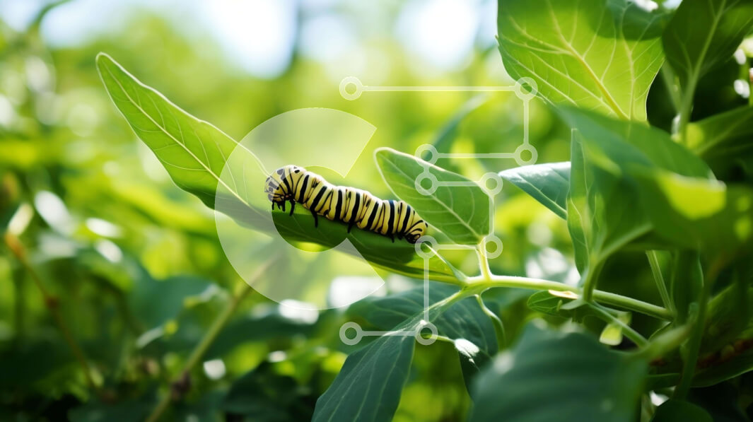 Intra Συλλεκτικό Ξύλινο Παζλ Plywood  4mm - Κάμπια μονάρχης στο πράσινο φύλλο Σε Ξύλινο Κουτί - Διαστάσεις: 10x10 cm – 25 κομμάτια