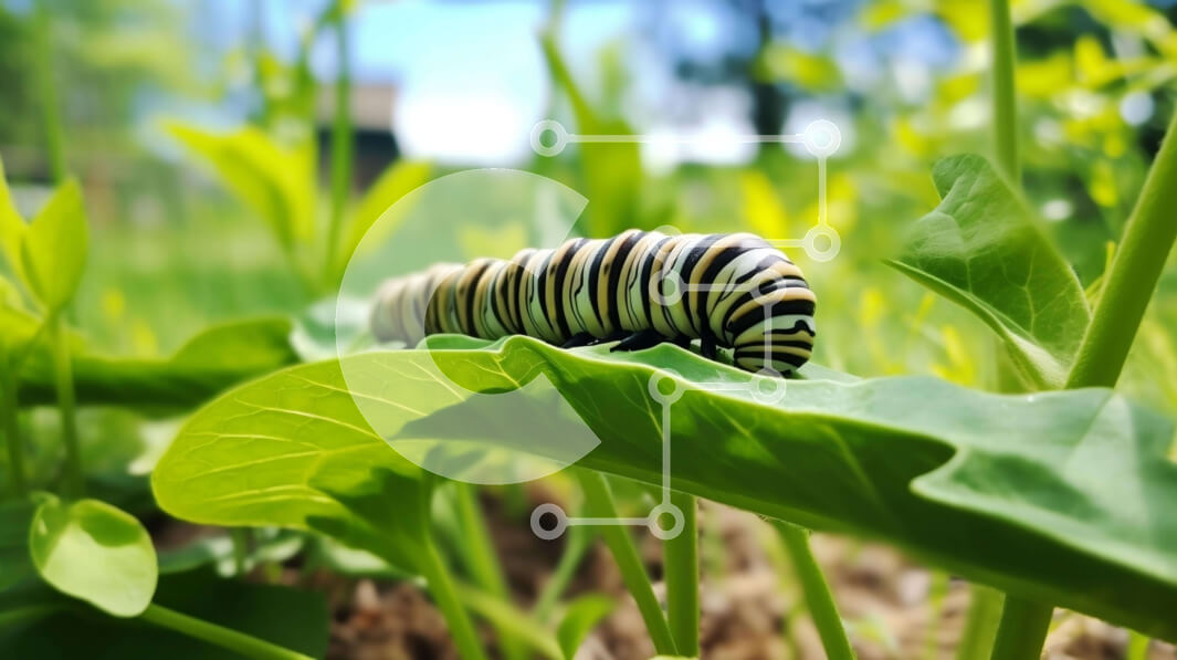 Intra Συλλεκτικό Ξύλινο Παζλ Plywood  4mm - Κάμπια μονάρχης στο φύλλο Σε Ξύλινο Κουτί - Διαστάσεις: 10x10 cm – 25 κομμάτια