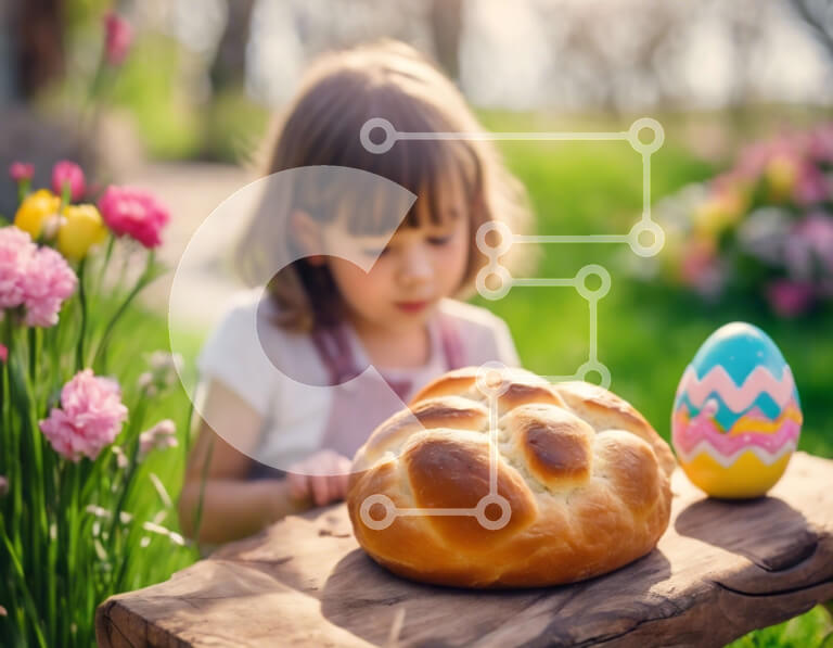 Intra Συλλεκτικό Ξύλινο Παζλ Plywood  4mm - Νεαρό κορίτσι με το λαγουδάκι του Πάσχα στον κήπο Σε Ξύλινο Κουτί - Διαστάσεις: 10x10 cm – 25 κομμάτια