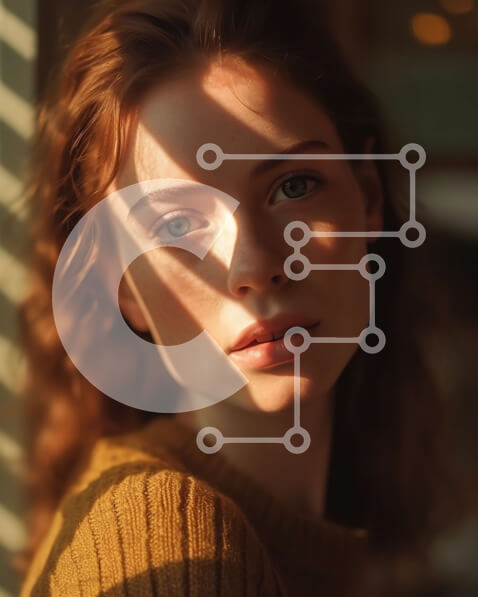 Intra Συλλεκτικό Ξύλινο Παζλ Plywood  4mm - Όμορφη εικόνα μιας νεαρής γυναίκας με σγουρά κόκκινα μαλλιά Σε Ξύλινο Κουτί - Διαστάσεις Puzzle: 10x10 cm – 25 κομμάτια