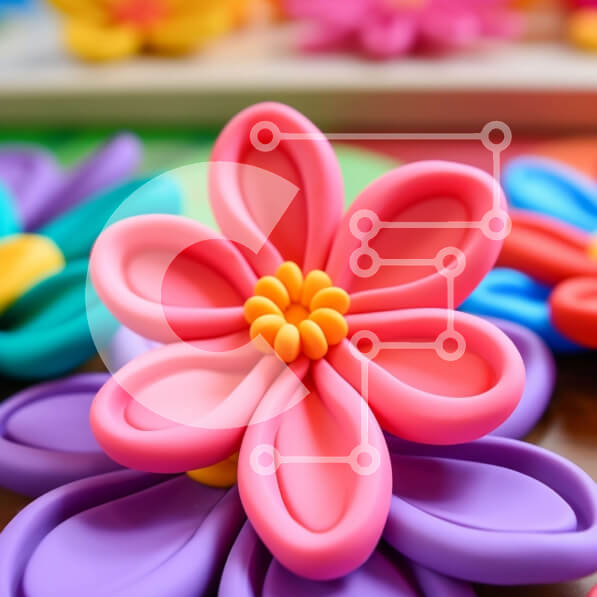 Intra Συλλεκτικό Ξύλινο Παζλ Plywood  4mm - Πολύχρωμα πλαστικά λουλούδια σε συμμετρικό σχέδιο Σε Ξύλινο Κουτί - Διαστάσεις: 10x10 cm – 25 κομμάτια