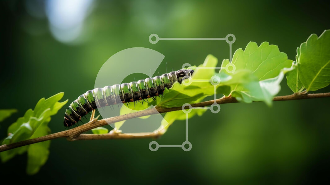 Intra Συλλεκτικό Ξύλινο Παζλ Plywood  4mm - Κάμπια σε κλαδί βελανιδιάς Σε Ξύλινο Κουτί - Διαστάσεις: 10x10 cm – 25 κομμάτια