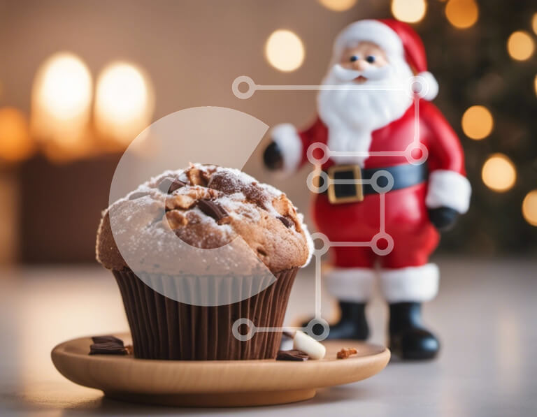 Σετ των 2 Intra Συλλεκτικό Ξύλινο Παζλ Plywood  4mm - Γιορτινό μάφιν με φιγούρα Άγιου Βασίλη Σε Ξύλινο Κουτί - Διαστάσεις: 10x10 cm – 25 κομμάτια