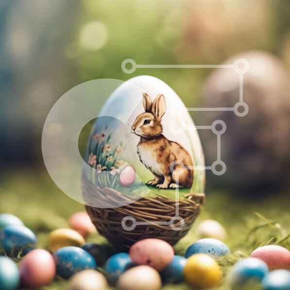 Intra Συλλεκτικό Ξύλινο Παζλ Plywood  4mm - Πασχαλινό λαγουδάκι και στολισμένα αυγά Σε Ξύλινο Κουτί - Διαστάσεις: 10x10 cm – 25 κομμάτια