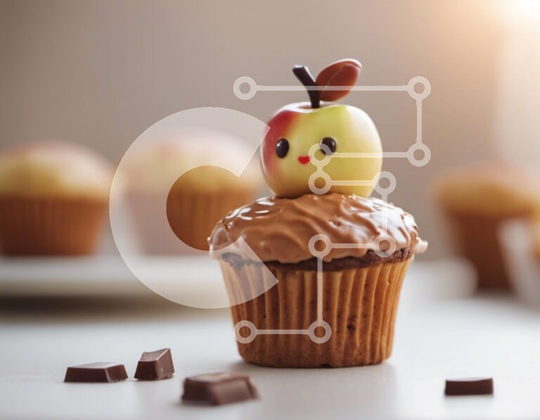 Σετ των 2 Intra Συλλεκτικό Ξύλινο Παζλ Plywood  4mm - Λαχταριστό Cupcake με διακόσμηση σε σχήμα μήλου Σε Ξύλινο Κουτί - Διαστάσεις: 10x10 cm – 25 κομμάτια