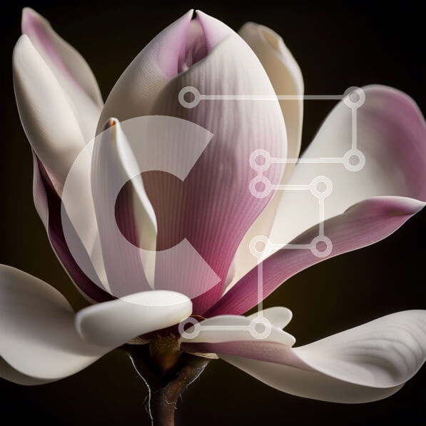 Intra Συλλεκτικό Ξύλινο Παζλ Plywood  4mm - Όμορφη κινηματογράφηση σε πρώτο πλάνο ενός λευκού και ροζ λουλουδιού σε σκούρο φόντο Σε Ξύλινο Κουτί - Διαστάσεις: 10x10 cm – 25 κομμάτια