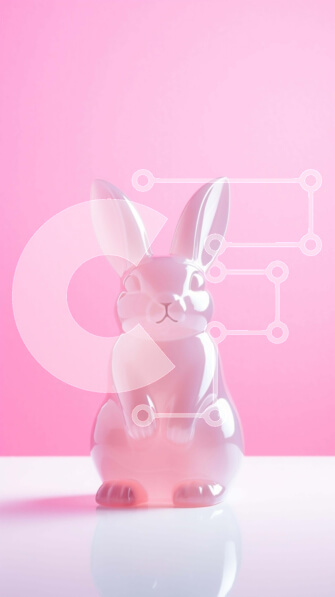 Intra Συλλεκτικό Ξύλινο Παζλ Plywood  4mm - Ροζ γυάλινο ειδώλιο λαγουδάκι σε ροζ φόντο Σε Ξύλινο Κουτί - Διαστάσεις: 10x10 cm – 25 κομμάτια