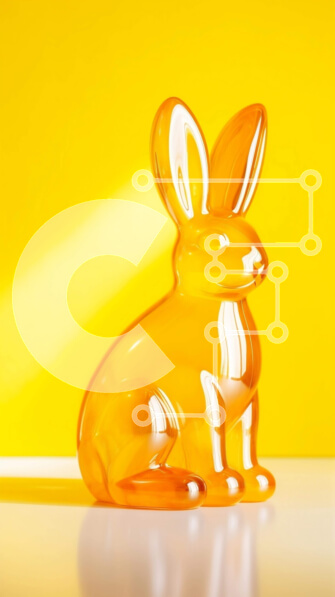 Intra Συλλεκτικό Ξύλινο Παζλ Plywood  4mm - Φωτεινά χρωματισμένο ειδώλιο λαγουδάκι σε πορτοκαλί φόντο Σε Ξύλινο Κουτί - Διαστάσεις: 10x10 cm – 25 κομμάτια