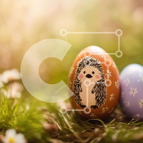 Intra Συλλεκτικό Ξύλινο Παζλ Plywood  4mm - Βαμμένα πασχαλινά αυγά με σχέδια σκαντζόχοιρου και λουλουδιών Σε Ξύλινο Κουτί - Διαστάσεις: 10x10 cm – 25 κομμάτια