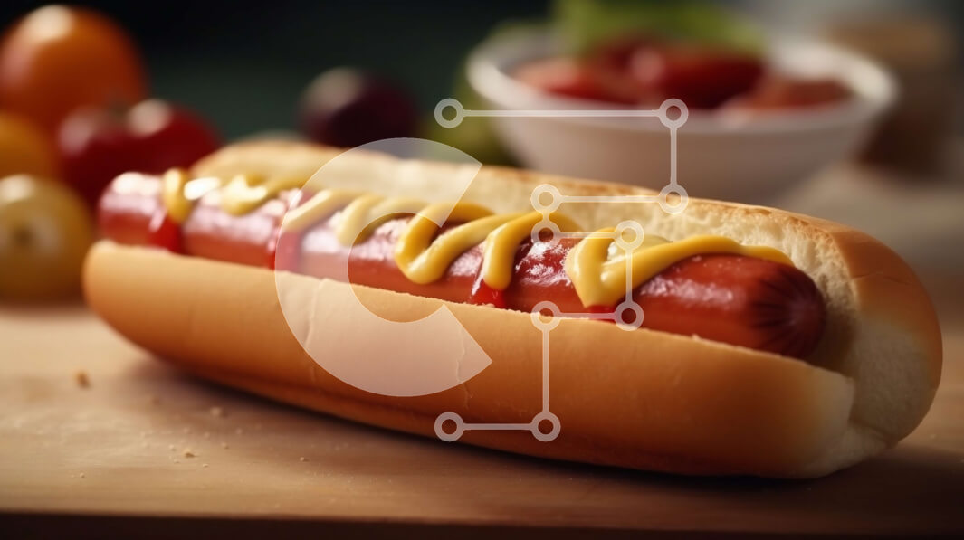 Σετ των 2 Intra Συλλεκτικό Ξύλινο Παζλ Plywood  4mm - Νόστιμο χοτ ντογκ με κέτσαπ και μουστάρδα σε ξύλινο τραπέζι Σε Ξύλινο Κουτί - Διαστάσεις: 10x10 cm – 25 κομμάτια