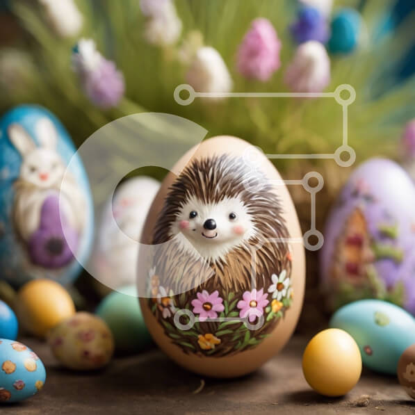 Intra Συλλεκτικό Ξύλινο Παζλ Plywood  4mm - Πολύχρωμο πασχαλινό αυγό με βαμμένο σκαντζόχοιρο Σε Ξύλινο Κουτί - Διαστάσεις: 10x10 cm – 25 κομμάτια