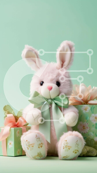 Intra Συλλεκτικό Ξύλινο Παζλ Plywood  4mm - Αρκουδάκι ροζ λαγουδάκι με πράσινα κουτιά δώρου Σε Ξύλινο Κουτί - Διαστάσεις: 10x10 cm – 25 κομμάτια