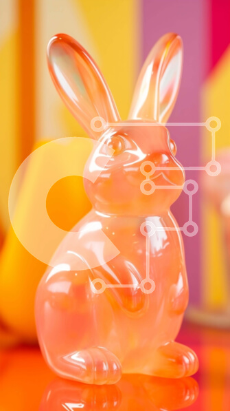 Intra Συλλεκτικό Ξύλινο Παζλ Plywood  4mm - Διαυγές πλαστικό ειδώλιο λαγουδάκι σε πορτοκαλί τραπέζι Σε Ξύλινο Κουτί - Διαστάσεις: 10x10 cm – 25 κομμάτια