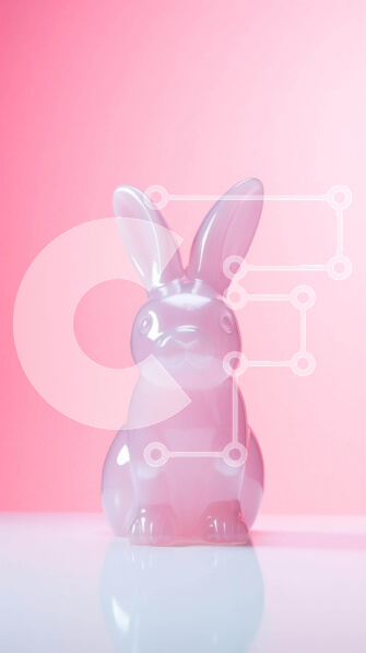 Intra Συλλεκτικό Ξύλινο Παζλ Plywood  4mm - Ροζ λαγουδάκι ειδώλιο σε ροζ φόντο Σε Ξύλινο Κουτί - Διαστάσεις: 10x10 cm – 25 κομμάτια