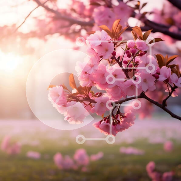 Intra Συλλεκτικό Ξύλινο Παζλ Plywood  4mm - Ειδυλλιακό ροζ άνθος κερασιάς σε πλήρη άνθιση Σε Ξύλινο Κουτί - Διαστάσεις: 10x10 cm – 25 κομμάτια