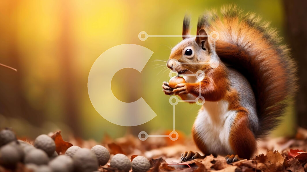 Intra Συλλεκτικό Ξύλινο Παζλ Plywood  4mm - Σκίουρος στο δάσος που τρώει ξηρούς καρπούς Σε Ξύλινο Κουτί - Διαστάσεις: 10x10 cm – 25 κομμάτια