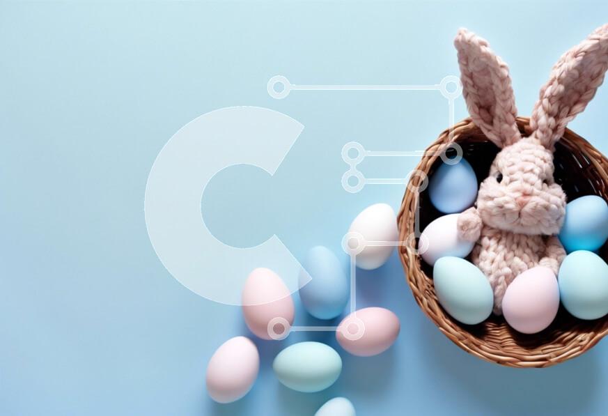 Intra Συλλεκτικό Ξύλινο Παζλ Plywood  4mm - Πλεκτό λαγουδάκι με πολύχρωμα πασχαλινά αυγά σε καλάθι Σε Ξύλινο Κουτί - Διαστάσεις: 10x10 cm – 25 κομμάτια