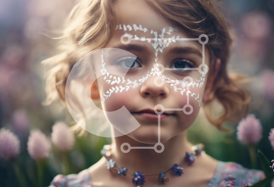 Intra Συλλεκτικό Ξύλινο Παζλ Plywood  4mm - Νεαρό κορίτσι με λευκό χρώμα προσώπου και λουλούδια στο ανοιχτό πεδίο Σε Ξύλινο Κουτί - Διαστάσεις Puzzle: 10x10 cm – 25 κομμάτια