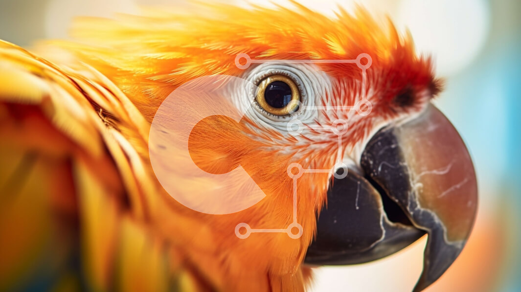 Σετ των 2 Intra Συλλεκτικό Ξύλινο Παζλ Plywood  4mm - Κοντινό πλάνο ενός πορτοκαλιού παπαγάλου Σε Ξύλινο Κουτί - Διαστάσεις: 10x10 cm – 25 κομμάτια