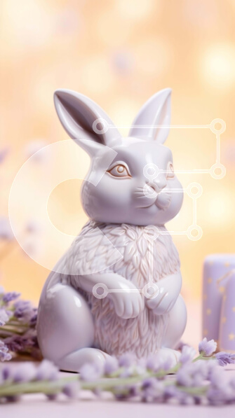 Intra Συλλεκτικό Ξύλινο Παζλ Plywood  4mm - Ειδώλιο λαγουδάκι του Πάσχα σε λουλούδια λεβάντας με κεριά Σε Ξύλινο Κουτί - Διαστάσεις Puzzle: 10x10 cm – 25 κομμάτια