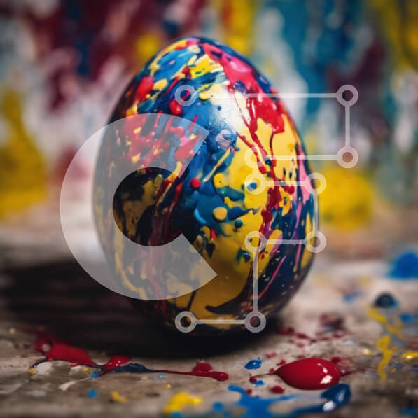 Intra Συλλεκτικό Ξύλινο Παζλ Plywood  4mm - Πολύχρωμα βαμμένο πασχαλινό αυγό σε ξύλινη επιφάνεια Σε Ξύλινο Κουτί - Διαστάσεις: 10x10 cm – 25 κομμάτια