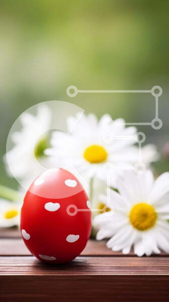 Intra Συλλεκτικό Ξύλινο Παζλ Plywood  4mm - Διακόσμηση τραπεζιού με ανοιξιάτικο θέμα με κόκκινη μπάλα και μαργαρίτες Σε Ξύλινο Κουτί - Διαστάσεις Puzzle: 10x10 cm – 25 κομμάτια