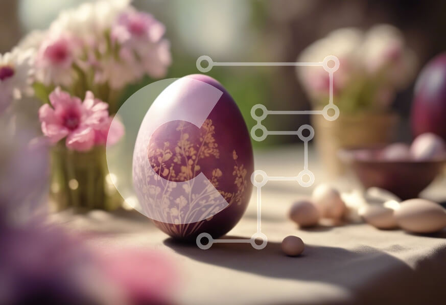 Intra Συλλεκτικό Ξύλινο Παζλ Plywood  4mm - Δύο μωβ Πασχαλινά αυγά με λουλούδια και διακοσμητικά Σε Ξύλινο Κουτί - Διαστάσεις: 10x10 cm – 25 κομμάτια