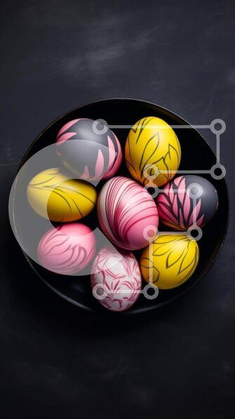 Intra Συλλεκτικό Ξύλινο Παζλ Plywood  4mm - Πολύχρωμα Πασχαλινά αυγά σε ένα μαύρο μπολ Σε Ξύλινο Κουτί - Διαστάσεις: 10x10 cm – 25 κομμάτια