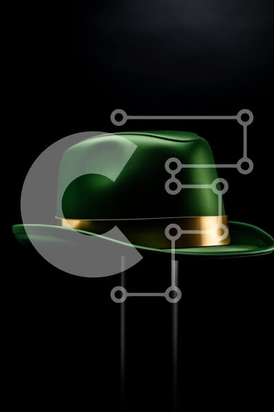 Intra Συλλεκτικό Ξύλινο Παζλ Plywood  4mm - Κομψό πράσινο καπέλο Fedora σε μαύρη βάση Σε Ξύλινο Κουτί - Διαστάσεις Puzzle: 10x10 cm – 25 κομμάτια