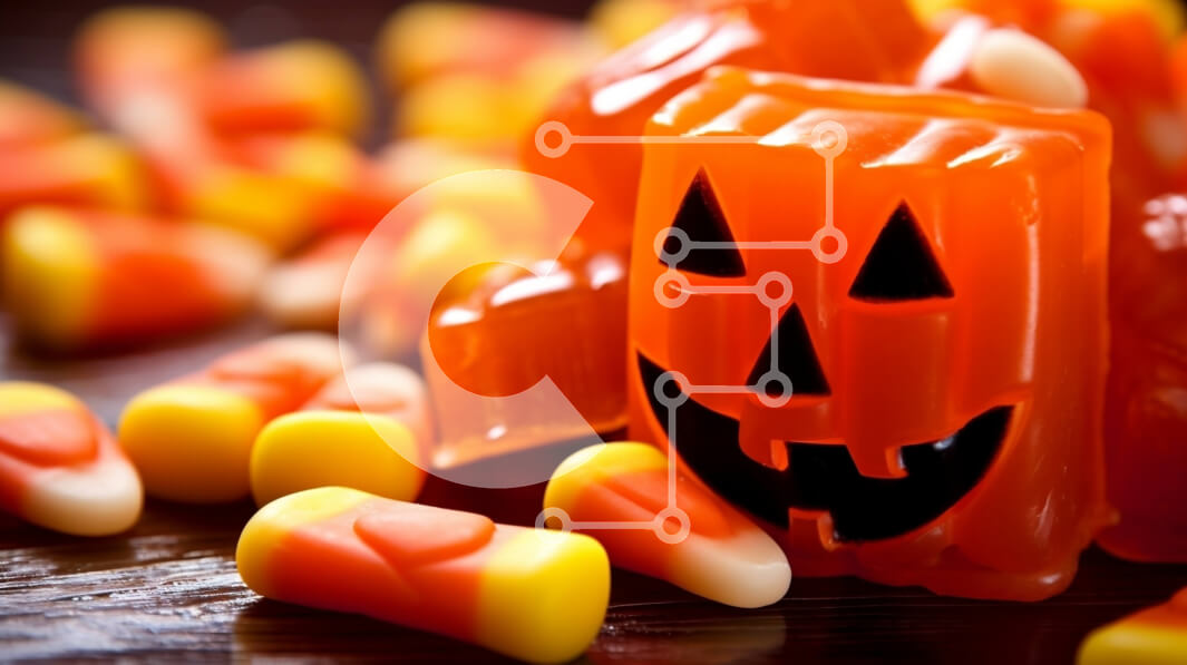 Intra Συλλεκτικό Ξύλινο Παζλ Plywood  4mm - Φανάρι αποκριάτικου Jack-o'-Lantern με Candy Corns Σε Ξύλινο Κουτί - Διαστάσεις: 10x10 cm – 25 κομμάτια