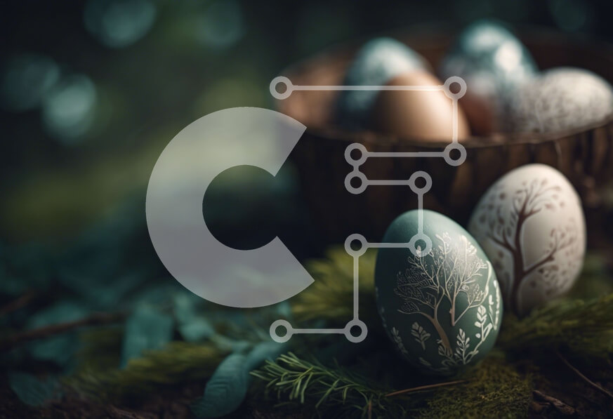 Intra Συλλεκτικό Ξύλινο Παζλ Plywood  4mm - Βαμμένα πασχαλινά αυγά σε καλάθι με πράσινα φύλλα και βρύα Σε Ξύλινο Κουτί - Διαστάσεις: 10x10 cm – 25 κομμάτια