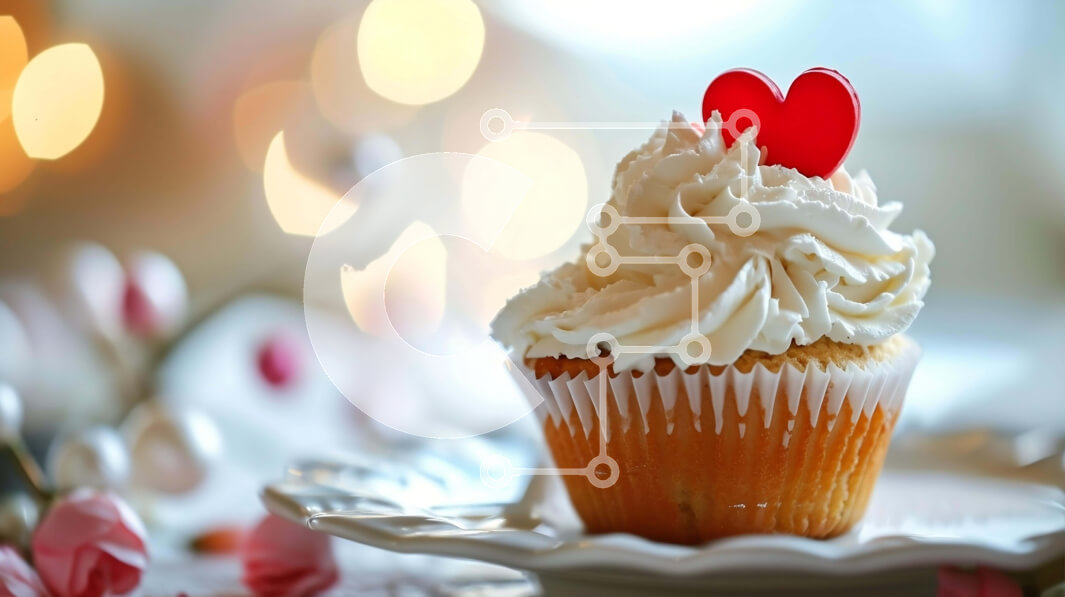 Σετ των 2 Intra Συλλεκτικό Ξύλινο Παζλ Plywood  4mm - Cupcake του Αγίου Βαλεντίνου με στολίδια καρδιάς Σε Ξύλινο Κουτί - Διαστάσεις: 10x10 cm – 25 κομμάτια