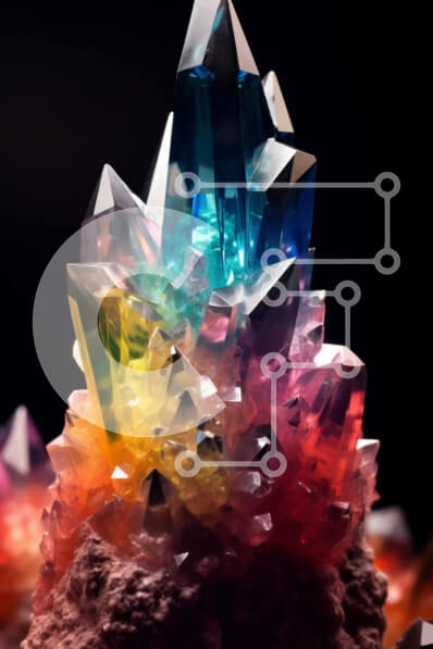 Σετ των 2 Intra Συλλεκτικό Ξύλινο Παζλ Plywood  4mm - Εκπληκτική εικόνα του σχηματισμού πολύχρωμων κρυστάλλων σε βραχώδη επιφάνεια Σε Ξύλινο Κουτί - Διαστάσεις: 10x10 cm – 25 κομμάτια