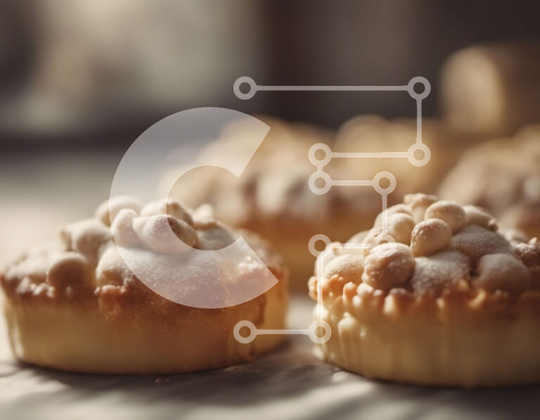 Σετ των 2 Intra Συλλεκτικό Ξύλινο Παζλ Plywood  4mm - Νόστιμα αρτοσκευάσματα με ζάχαρη άχνη σε μαρμάρινο τραπέζι Σε Ξύλινο Κουτί - Διαστάσεις: 10x10 cm – 25 κομμάτια