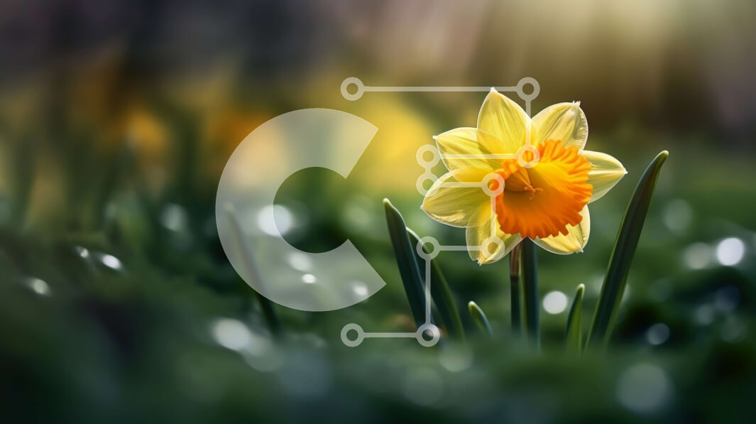 Intra Συλλεκτικό Ξύλινο Παζλ Plywood  4mm - Όμορφη εικόνα κίτρινου λουλουδιού ασφόδελου με πράσινο γρασίδι και λαμπερό ήλιο στο φόντο Σε Ξύλινο Κουτί - Διαστάσεις: 10x10 cm – 25 κομμάτια